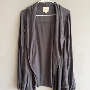 silence + noise Draped Open Blazer in Charcoal Gray